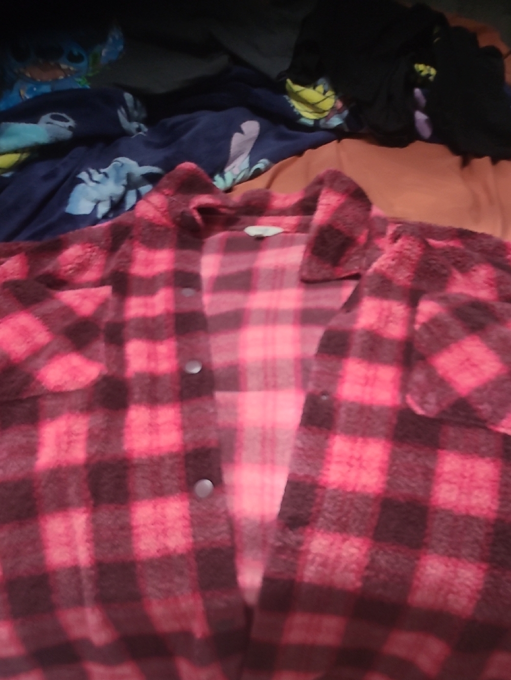Terra & Sky Pink and Black Plaid Fleece Shacket